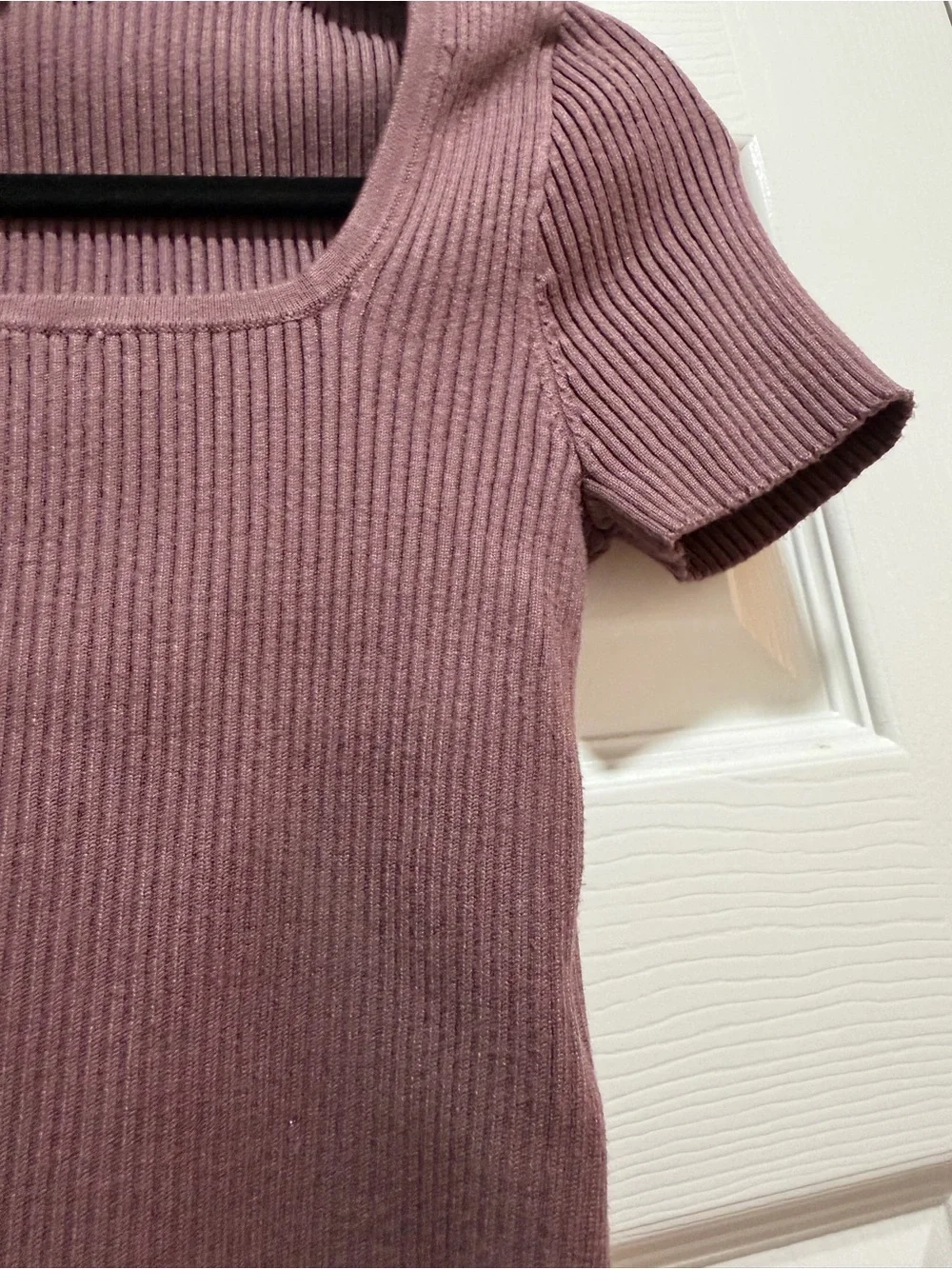 Madewell Square Neck Crop Sweater Tee Fig Size Small